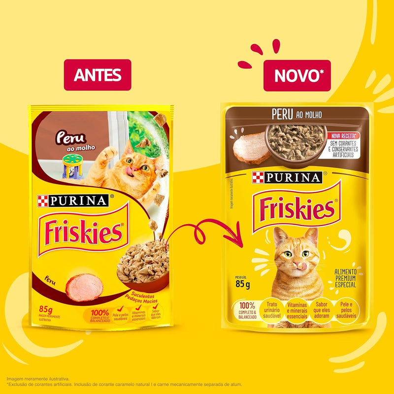 Pack Ração Úmida Friskies Para Gatos Adultos Sabor Peru Ao Molho - Com 15 Sachês 85g