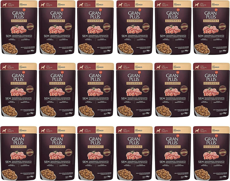 Granplus Ração Úmida Granplus Gourmet Cães Filhotes Frango 100G - Pack Com 18 Unidades