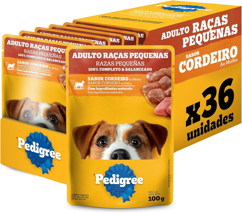 Pack Ração Úmida Pedigree Sachê Cães adultos de Raças Pequenas Varios Sabores 100g