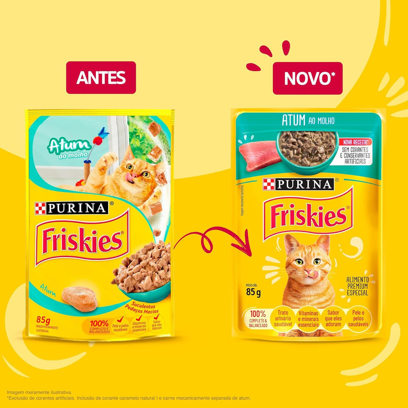 Pack Nestlé Purina Friskies Ração Úmida Para Gatos Adultos Atum Ao Molho - Com 15 Sachês 85g