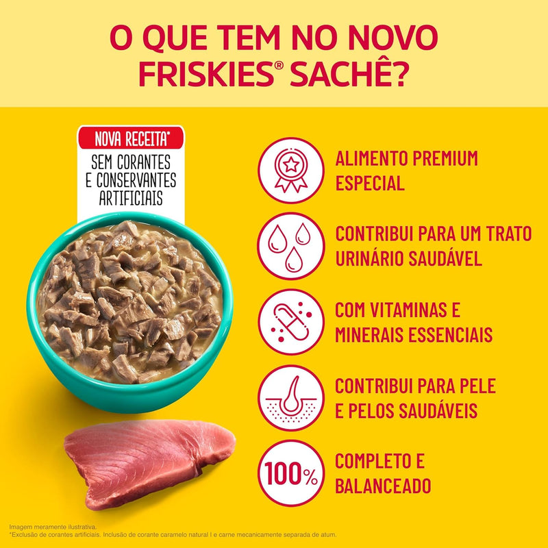 Pack Nestlé Purina Friskies Ração Úmida Para Gatos Adultos Atum Ao Molho - Com 15 Sachês 85g