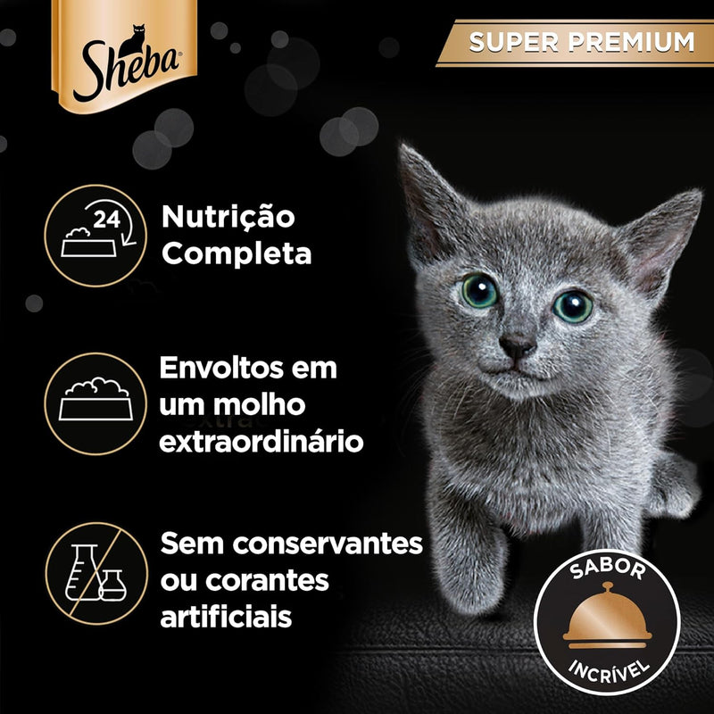 Pack Ração Úmida Sheba Sachê para Gatos Filhotes Sabor Atum Marinado 85g - 40 unidades