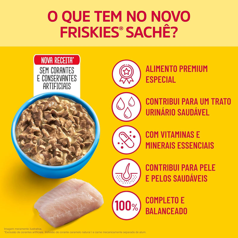 Pack Ração Úmida Friskies Para Gatos Adultos Sabor Peixe Branco Ao Molho - Com 15 Sachês 85g