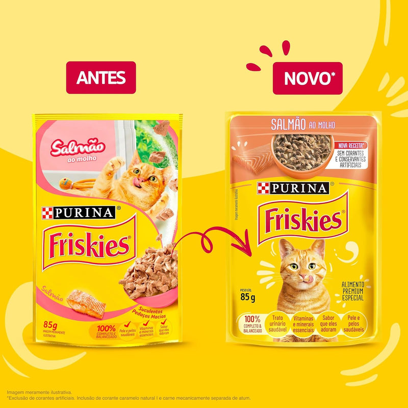 Pack Nestlé Purina Friskies Ração Úmida Para Gatos Adultos Salmão Ao Molho - Com 15 Sachês 85g