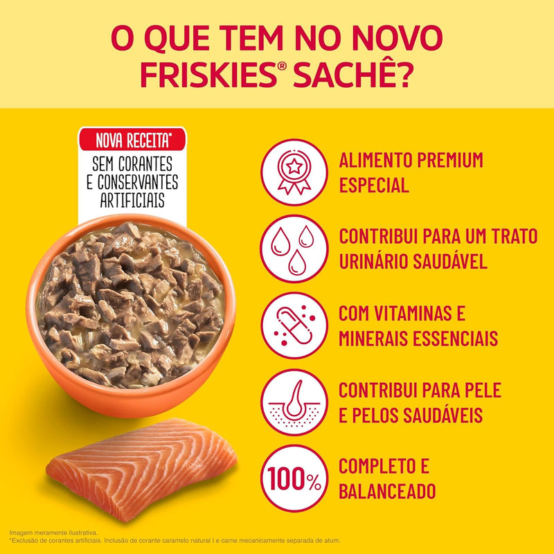 Pack Nestlé Purina Friskies Ração Úmida Para Gatos Adultos Salmão Ao Molho - Com 15 Sachês 85g