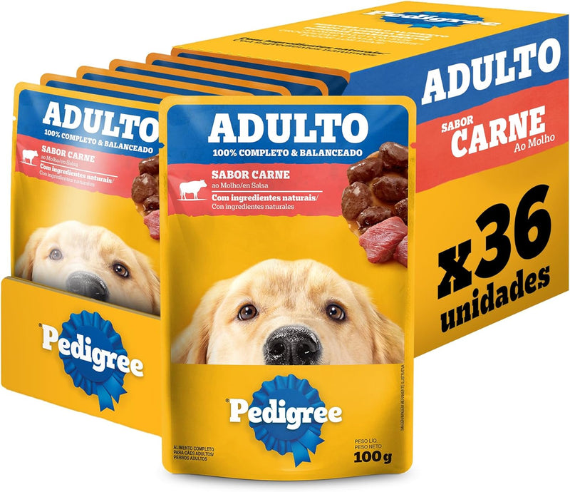 Pack Ração Úmida Pedigree Sachê para Cães Adultos 100 g - 36 unidades