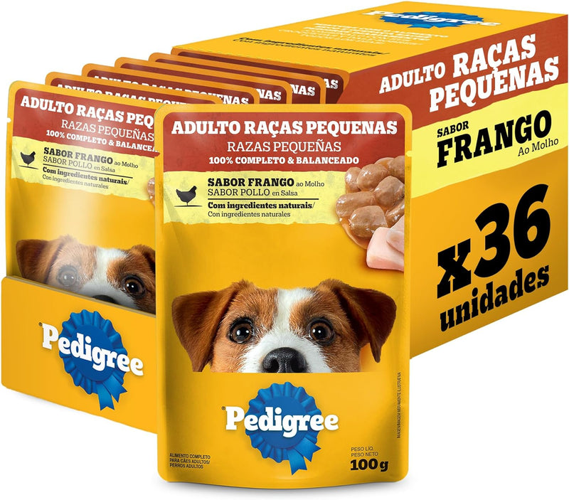 Pack Ração Úmida Pedigree Sachê Cães adultos de Raças Pequenas Varios Sabores 100g