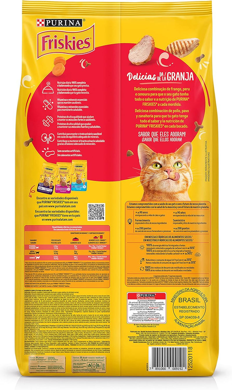 Purina Ração Friskies Delícias Da Fazenda Para Gatos Adultos Sabor Frango - 10kg