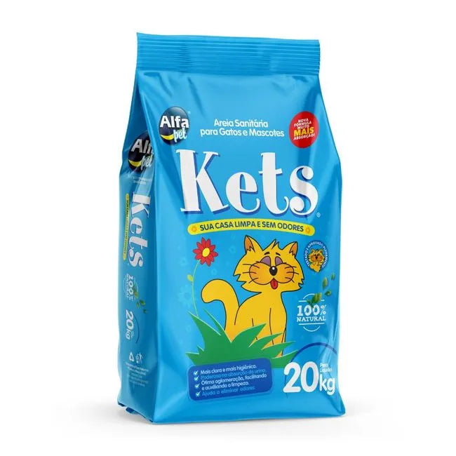 Areia higienica sanitaria p gatos Kets 20kg + limpeza - odor