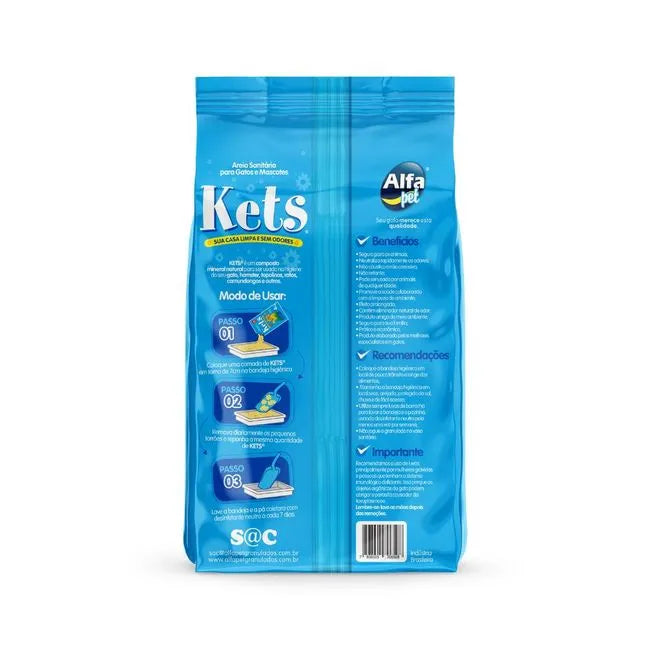 Areia higienica sanitaria p gatos Kets 20kg + limpeza - odor