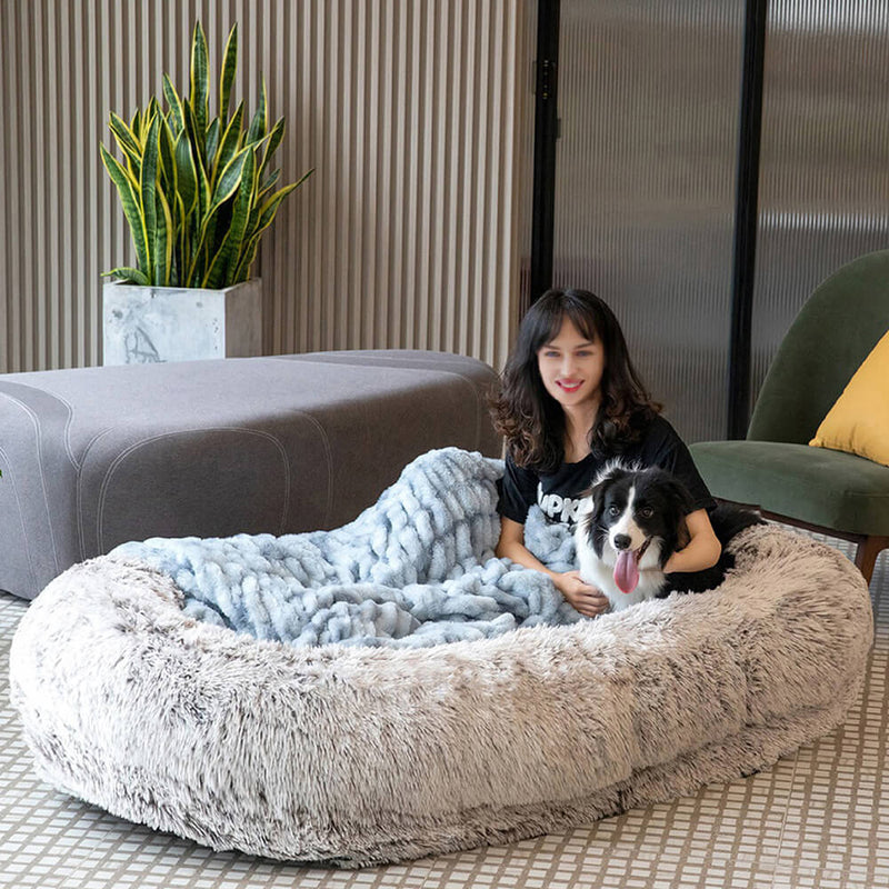 Cama humana super grande luxuosa para cachorro com cobertura macia super para animais de estimação