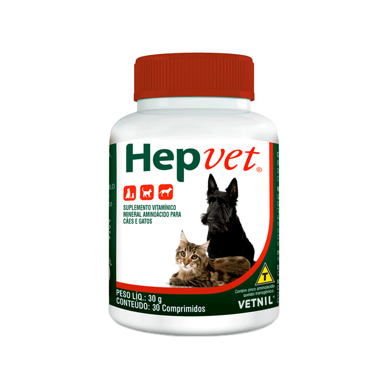 Hepvet: suplemento para o metabolismo do seu pet 30 comprimidos