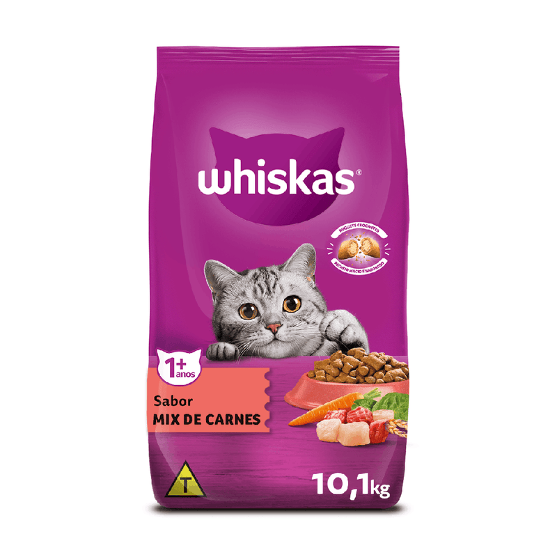 Ração Whiskas para Gatos Adultos Sabor Mix de Carnes