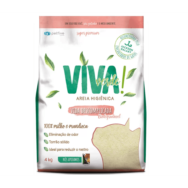 Areia Higiênica Viva Verde Grãos Mistos para Gatos - 4kg