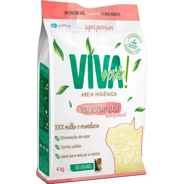 Areia Higiênica Viva Verde Grãos Mistos para Gatos - 4kg